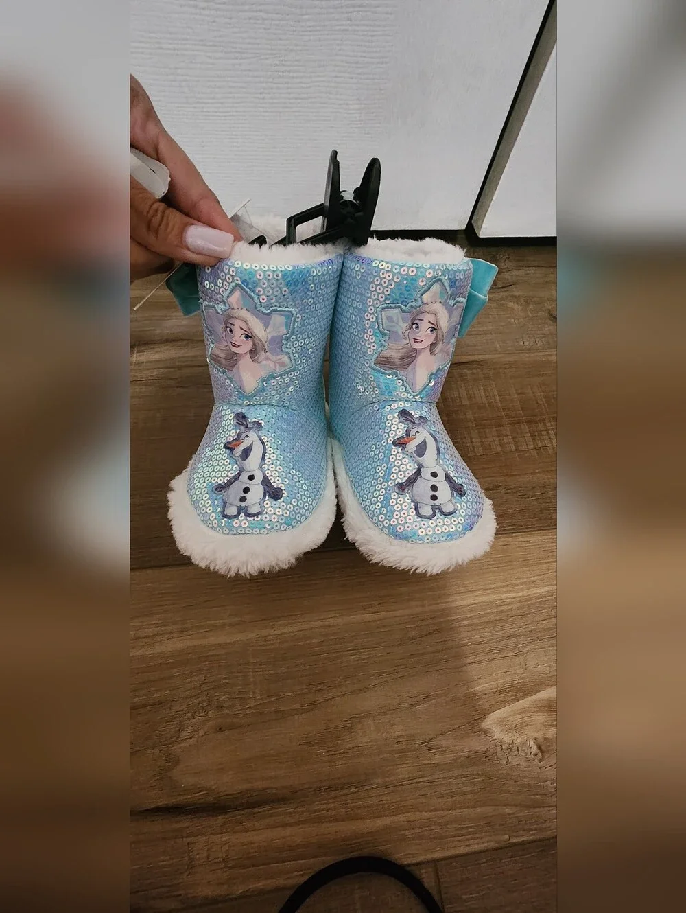 Toddler Girl Disney Frozen Sequin Boot Slippers Size 7-8 NWT
